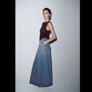 ZARA ZW LONG DENIM SKIRT